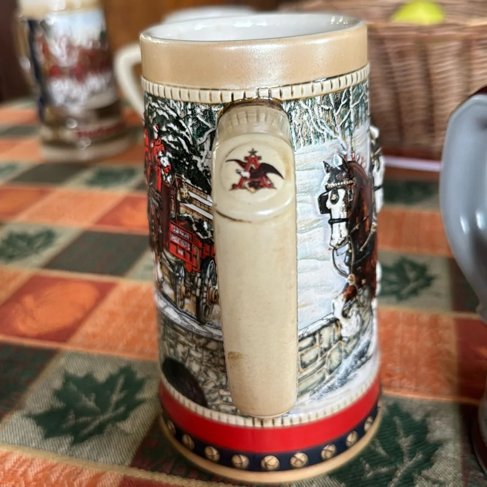 Budweiser Clydesdale holiday beer steins - VINTAGE - set of 2 - 1988 and 1989